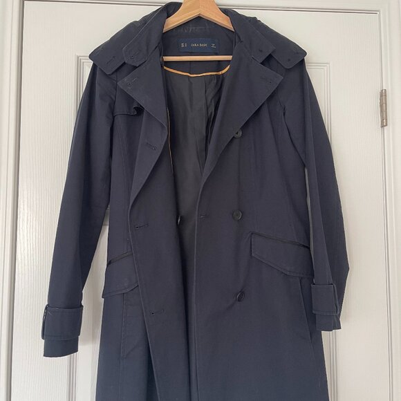 Zara Trench Coat, Navy - XS - Picture 1 of 3